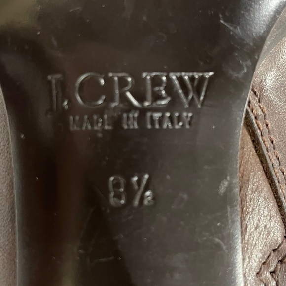 J. Crew Brown Leather Wooden Heeled Booties Size 8.5 Gorgeous EUC! - Picture 5 of 9
